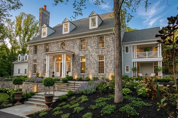 Georgian luxury custom home exterior in Potomac, Maryland