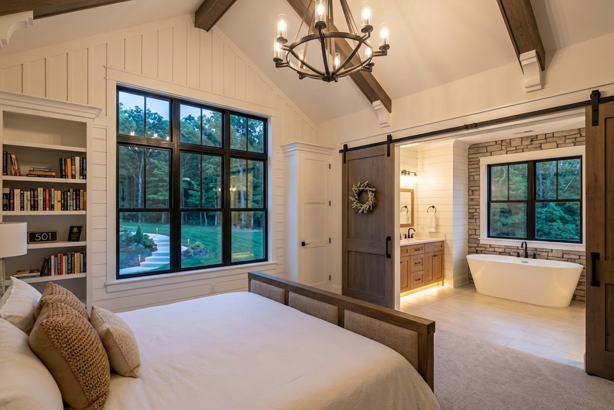 The Modern Farmhouse — kitchen and dining, Fairfax, VA